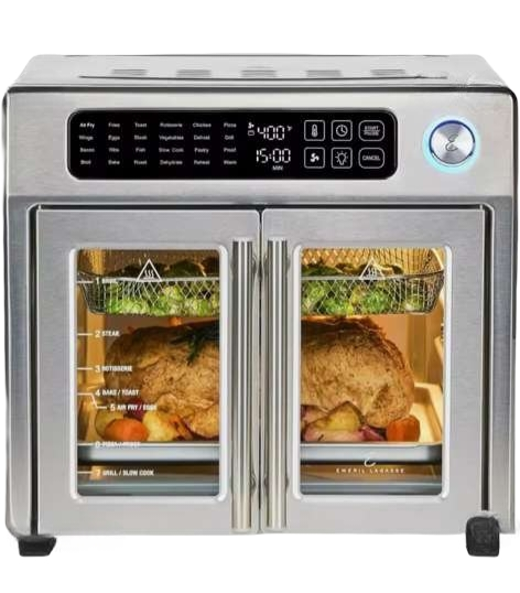 Emeril Lagasse Extra Large French Door Air Fryer Toaster Oven — 24-in-1 Digital Cooking System
