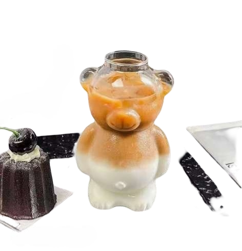 320ml Cute Bear Glass Cup with Straw — Transparent Cartoon Coffee Mug, Perfect Gift for Women