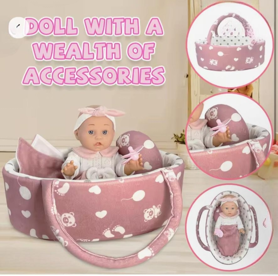 30cm Lifelike Reborn Baby Doll Playset – Full Body Soft Princess Doll for Girls.