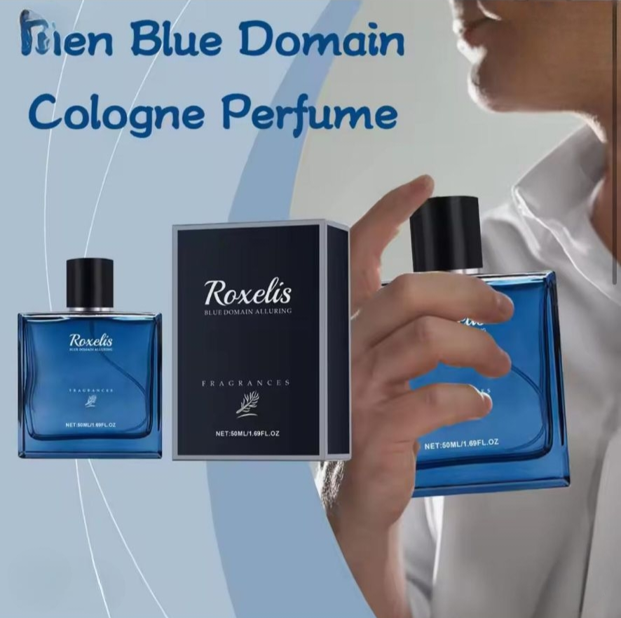 Roxelis 50ml Men’s Charming Cologne — Blue Domain Fragrance & Long-Lasting Pheromone Scent 💙✨