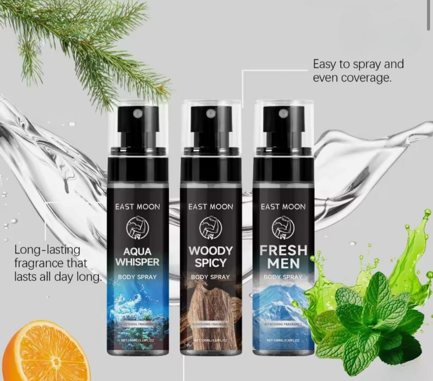 East Moon Men’s Fragrance Spray — Sandalwood Deodorant & Long-Lasting Aroma (100ml) 🌙✨