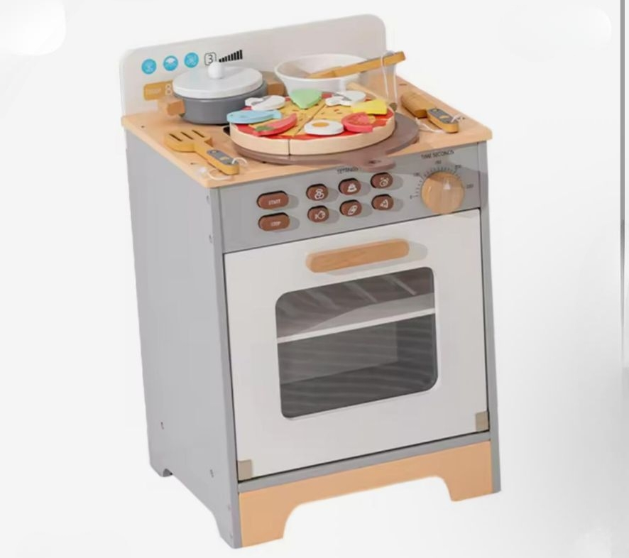 Wooden Children’s Oven Playset – Realistic Simulation Kitchen Toy for Ages 2+