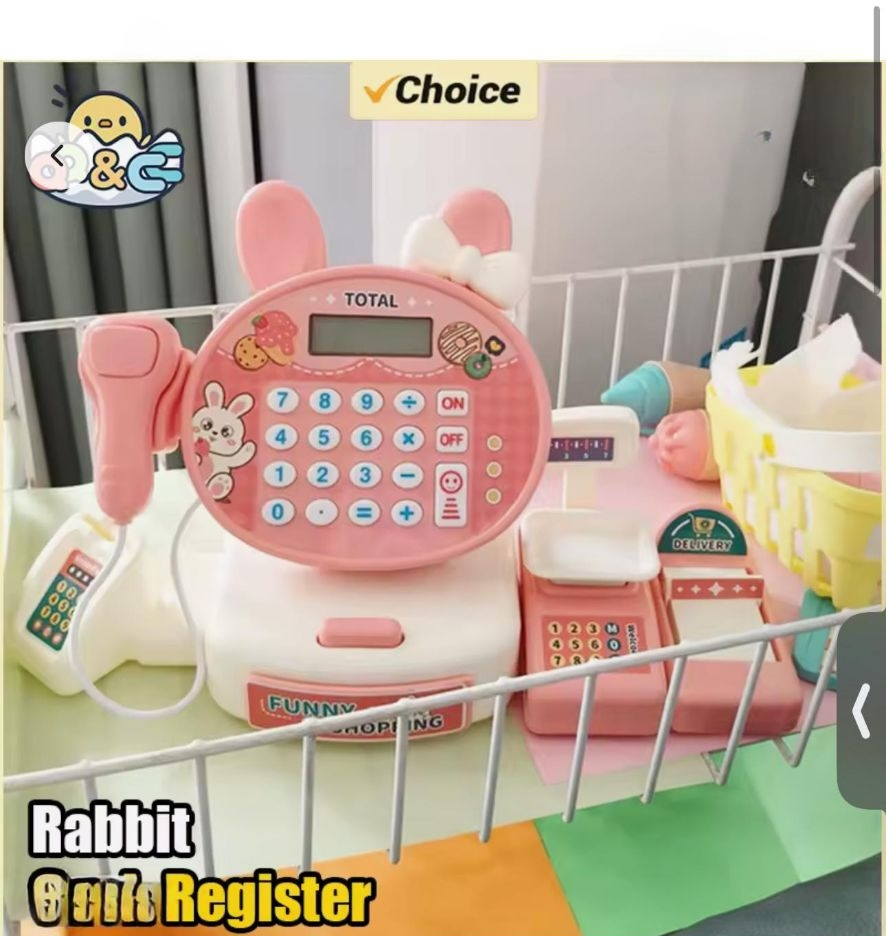 Children’s Cartoon Rabbit Cash Register – Supermarket Simulation Toy for Girls