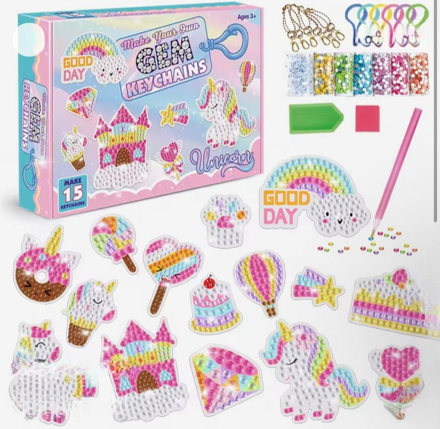 DIY 5D Diamond Painting Keychain Set – Handmade Craft Toy for Girls