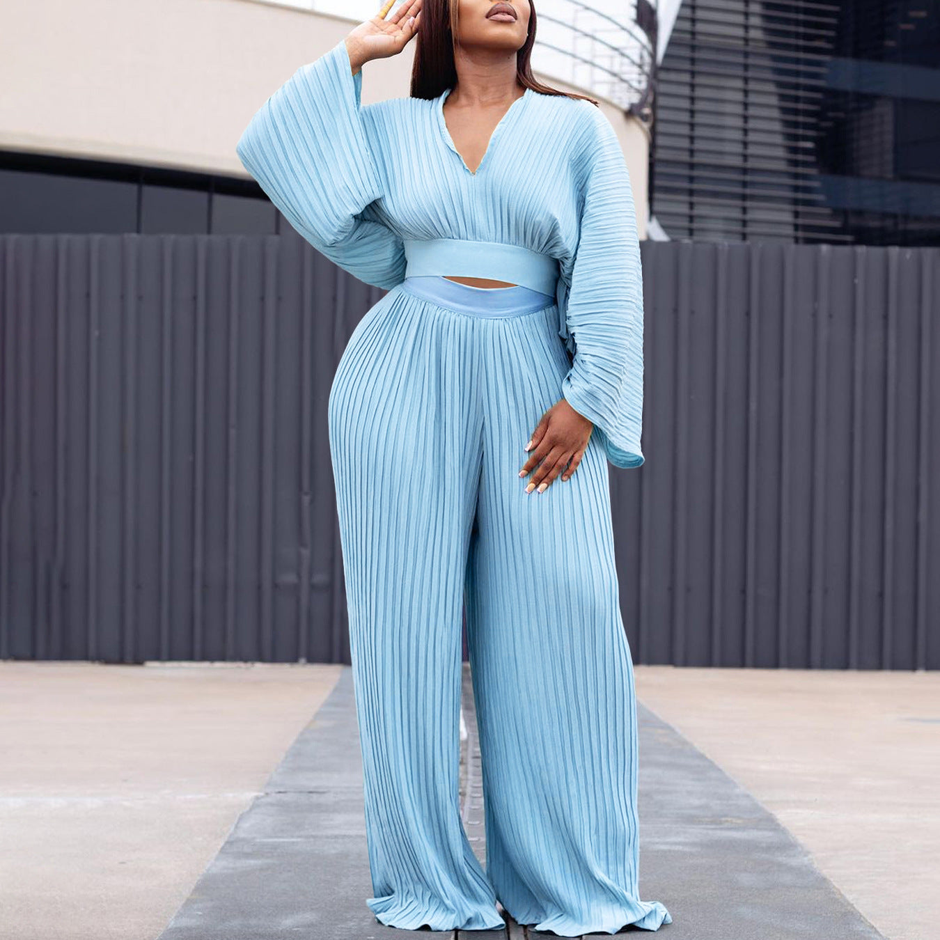 Top Wide Leg Trousers Two-piece Set African Suit