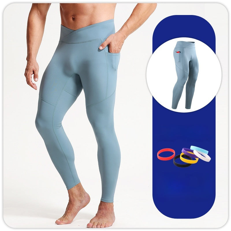 Men's Autumn And Winter Cross High Top Sports Tight Trousers