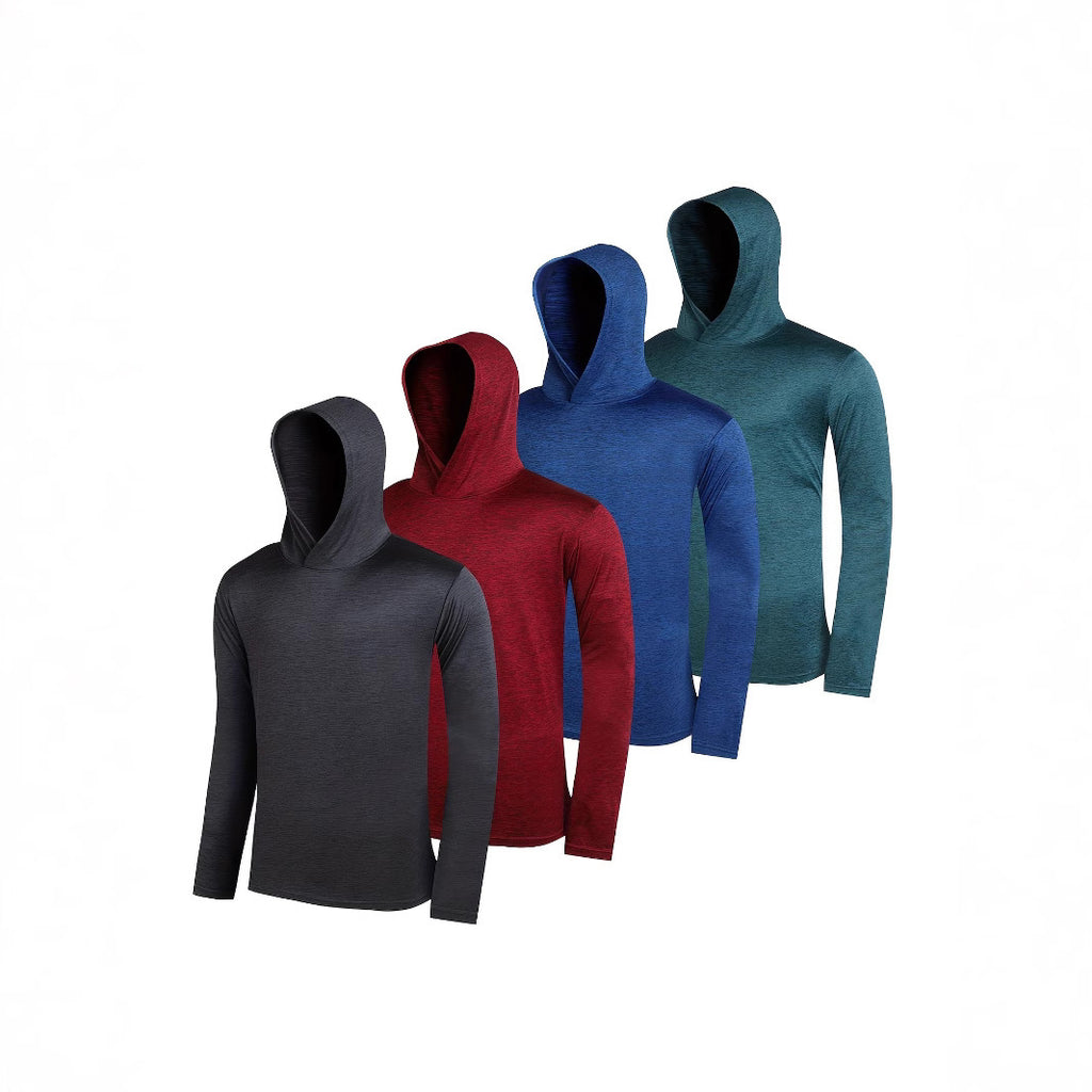 4-piece Men's Lightweight Hoodie Elastic Polyester Fiber Long