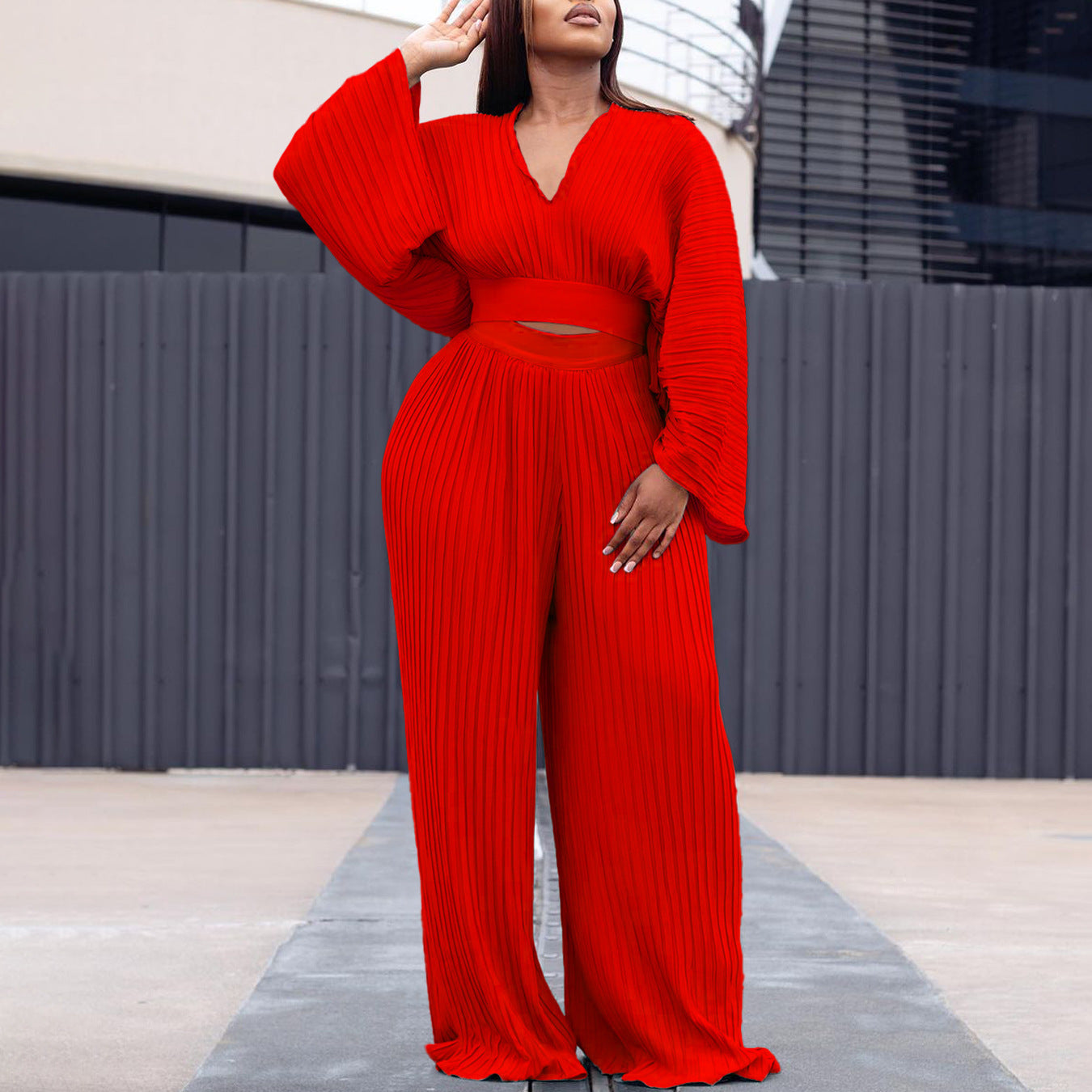 Top Wide Leg Trousers Two-piece Set African Suit