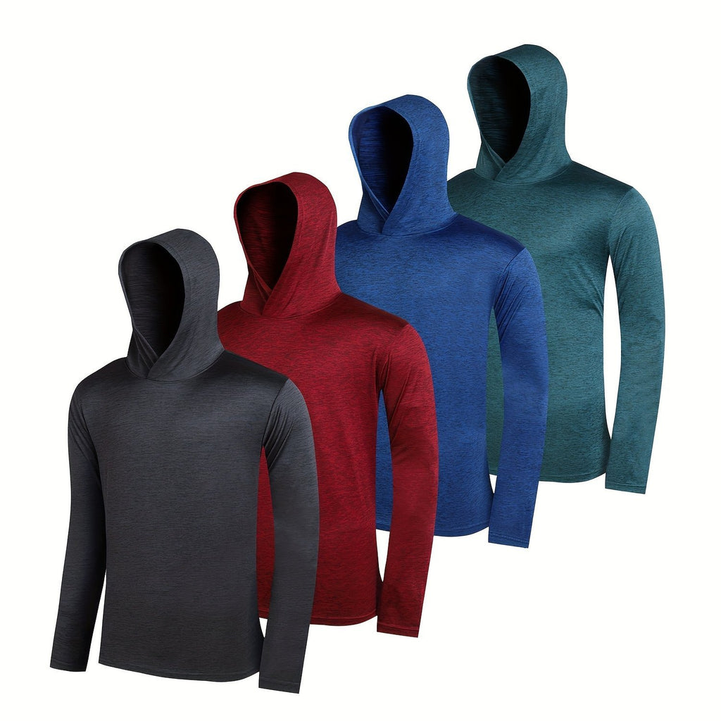4-piece Men's Lightweight Hoodie Elastic Polyester Fiber Long