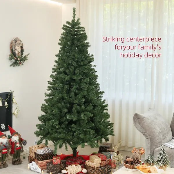 7.5ft Artificial Christmas Trees With Auto Open And Steel Base, Green
