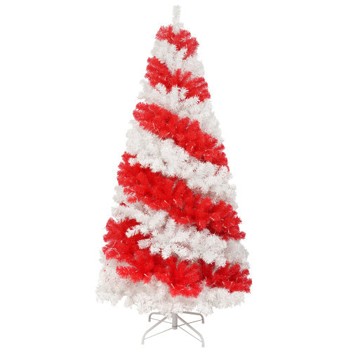 6ft Artificial Christmas Tree With 300 LED Lights And 900 Bendable Branches, Candy Cane Christmas Tree Holiday Decoration, Creative Decorated Trees, Xmas Tree Christmas Decorations